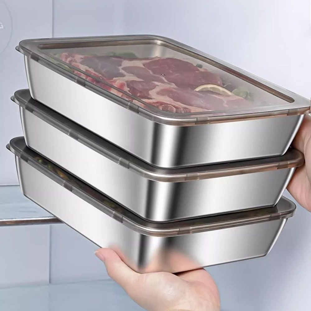 Food Storage Stainless Steel Containers - Gıda Sınıfı Paslanmaz Çelik Kapaklı Servis