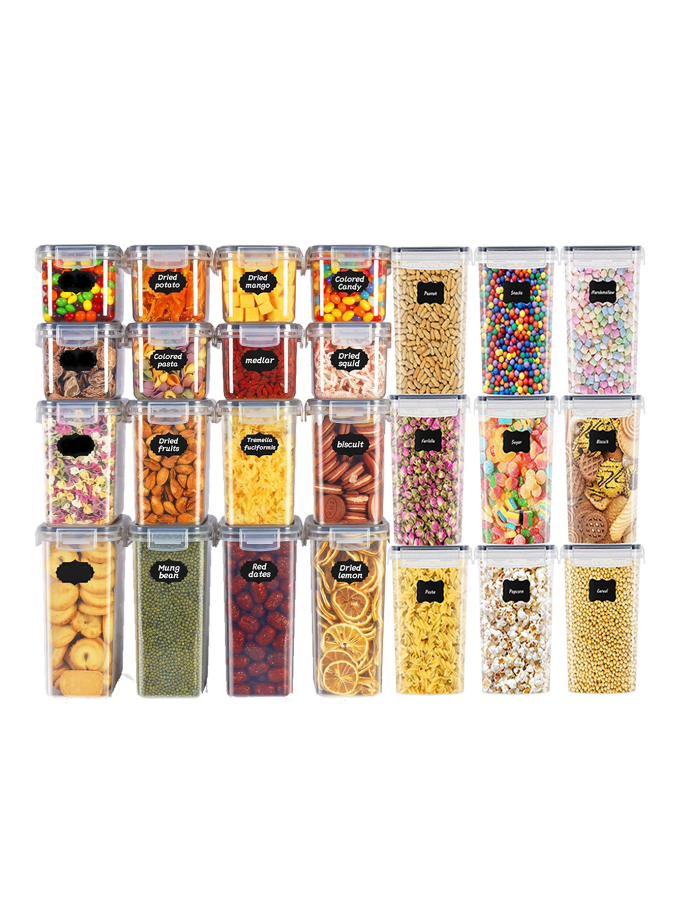 Food Storage Jars & Containers - 48 adet, Kapaklı Mühürlü Gıda Saklama