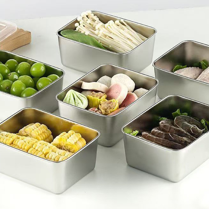 Food Storage Containers Set - 6 Parçalı Paslanmaz Çelik Gıda Saklama