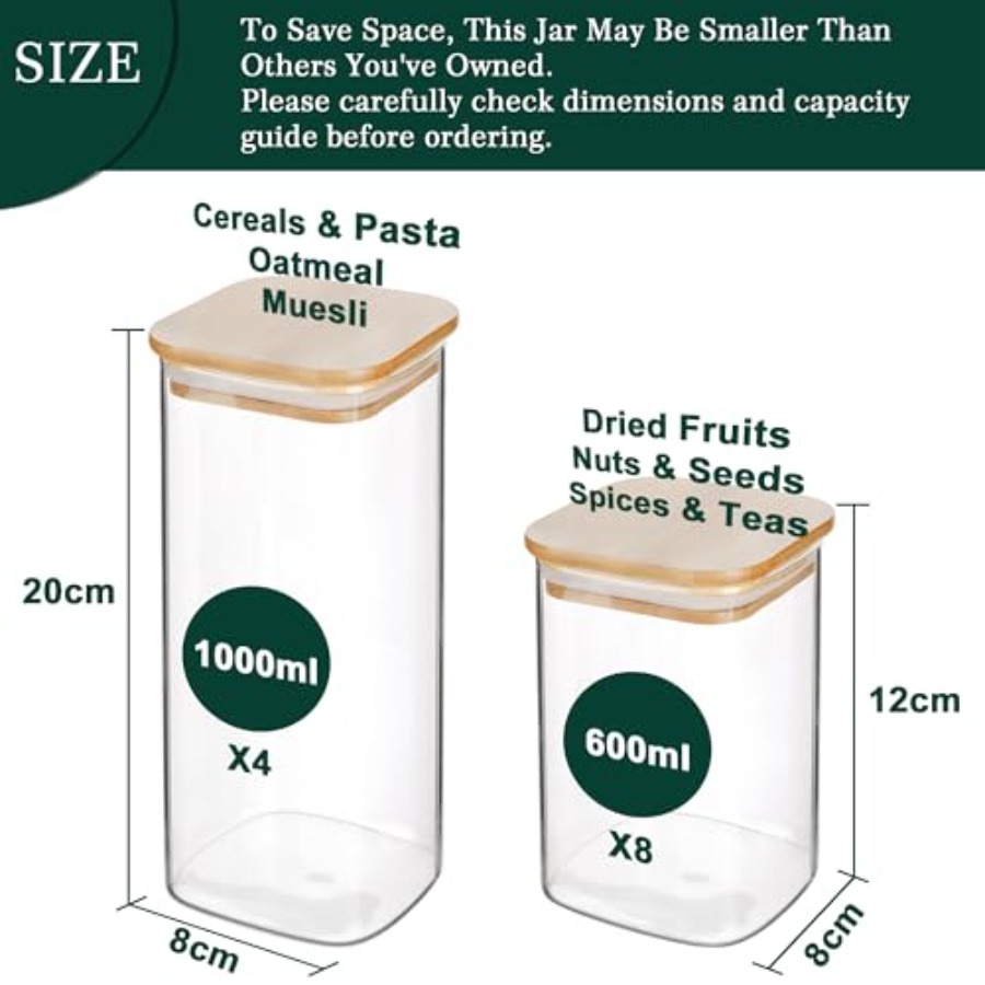 12'li Paket Kare Cam Saklama K - Food Storage Jars & Containers incelemesi ve fiyatı