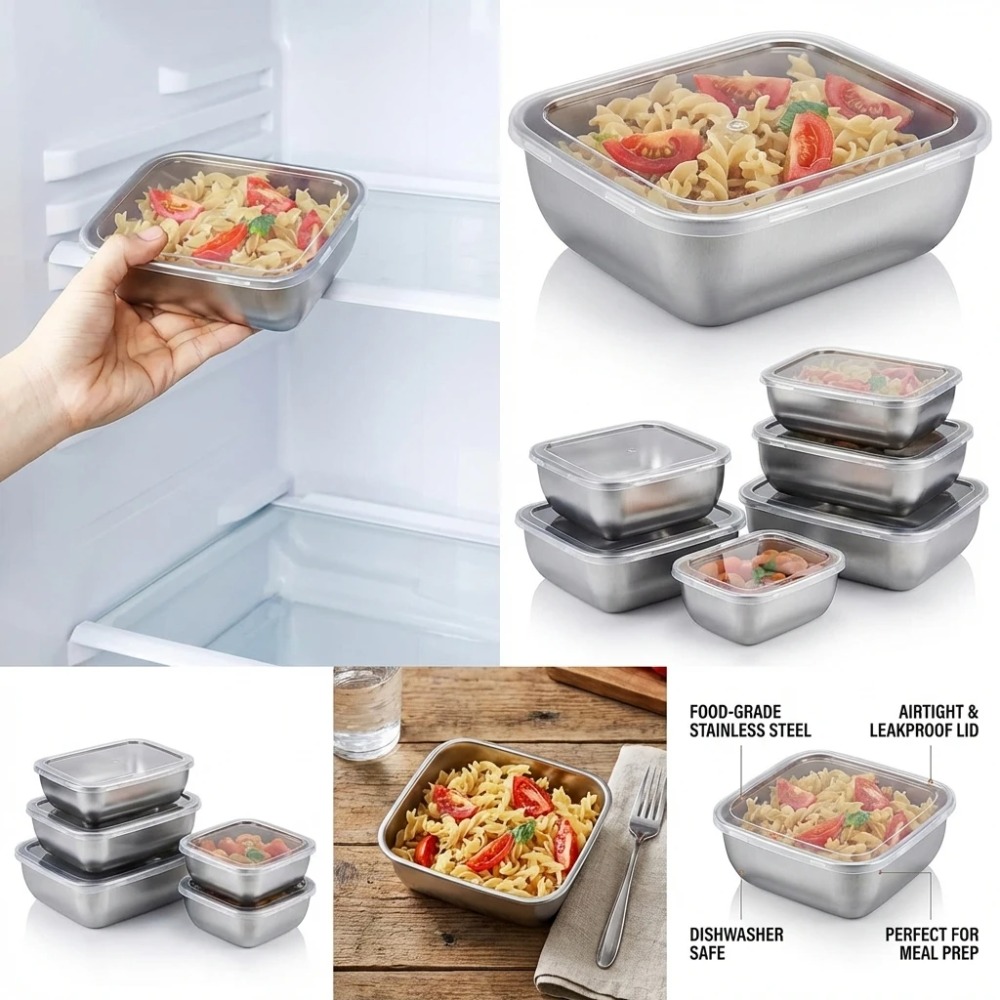 6 Adet Paslanmaz Çelik Gıda Sa - Food Storage Containers Set incelemesi ve fiyatı